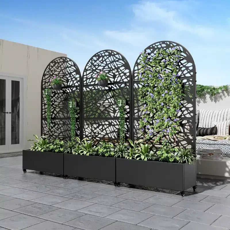 PexFix 72x35Iron Black Arch Planting Box Plant Climbing Frame Net