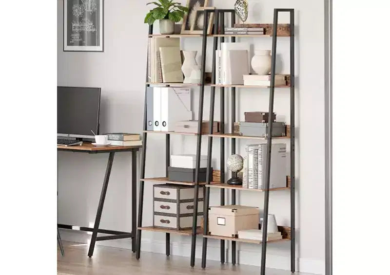 5-Tier Narrow Bookcase, Industrial Bookshelf for Garden Livingroom