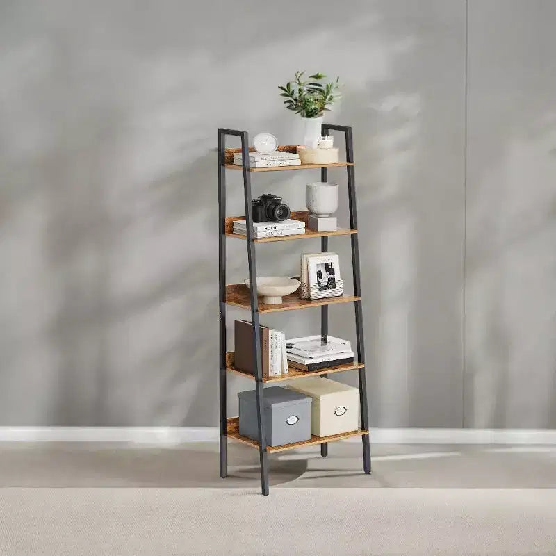 5-Tier Narrow Bookcase, Industrial Bookshelf for Garden Livingroom