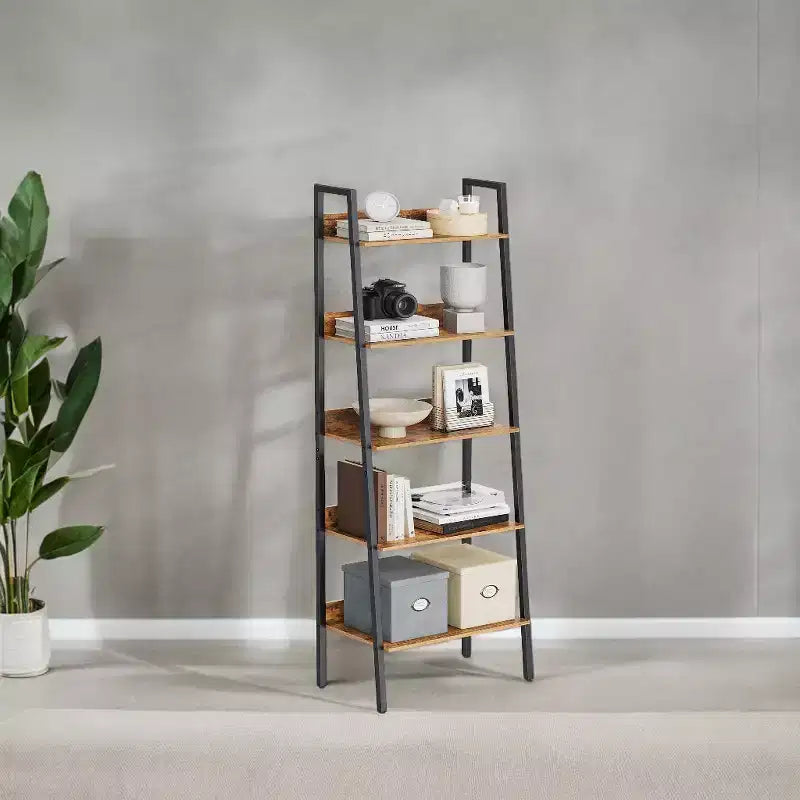 5-Tier Narrow Bookcase, Industrial Bookshelf for Garden Livingroom