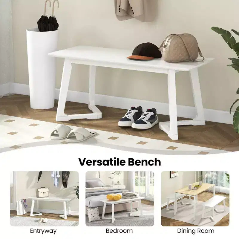 Costway 1/2 PCS 42 Modern Entryway Bench with Rubber Wood Legs Smooth Seating Area Easy Assembly