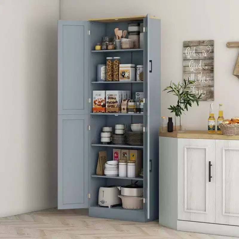 HOMCOM 67 Freestanding Kitchen Pantry, 4-Door Storage Cabinet Organizer with Adjustable Shelves and Doors