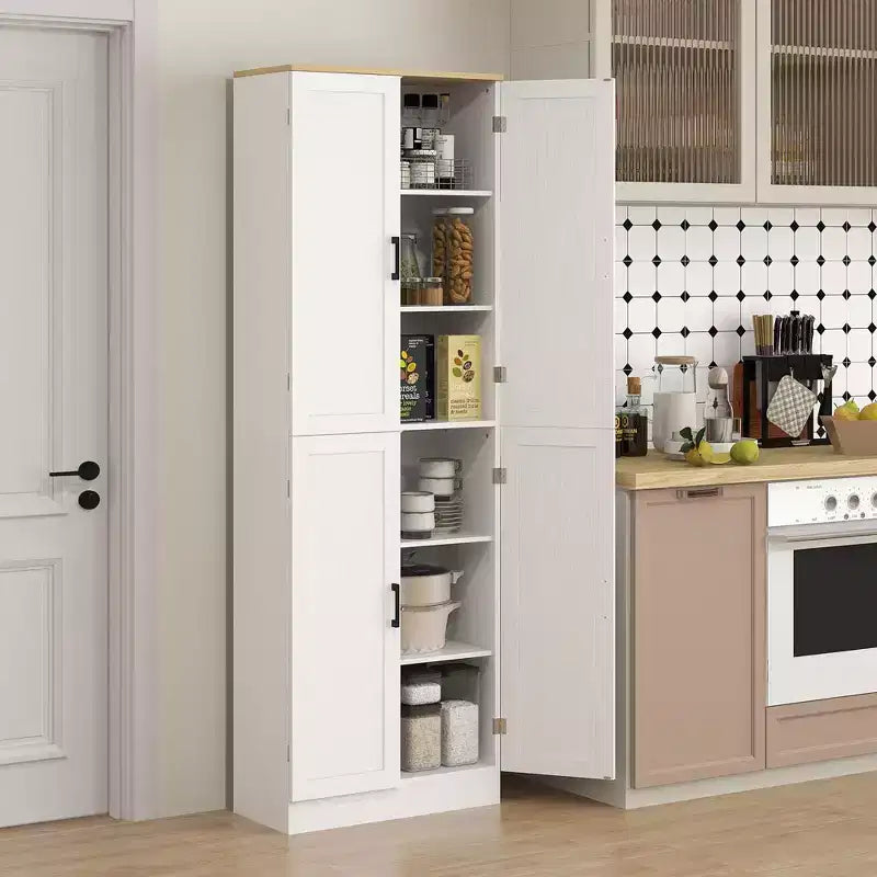 HOMCOM 67 Freestanding Kitchen Pantry, 4-Door Storage Cabinet Organizer with Adjustable Shelves and Doors