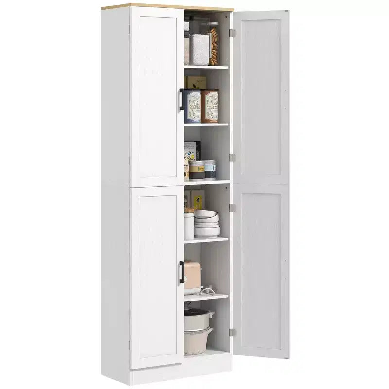 HOMCOM 67 Freestanding Kitchen Pantry, 4-Door Storage Cabinet Organizer with Adjustable Shelves and Doors
