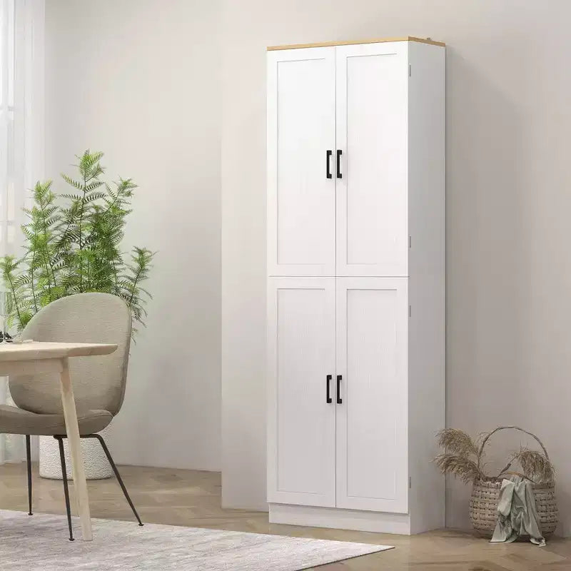 HOMCOM 67 Freestanding Kitchen Pantry, 4-Door Storage Cabinet Organizer with Adjustable Shelves and Doors