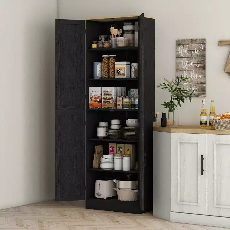 HOMCOM 67 Freestanding Kitchen Pantry, 4-Door Storage Cabinet Organizer with Adjustable Shelves and Doors