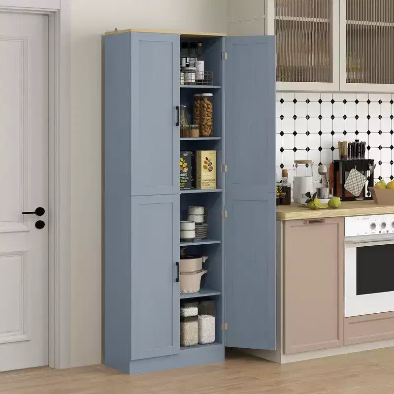 HOMCOM 67 Freestanding Kitchen Pantry, 4-Door Storage Cabinet Organizer with Adjustable Shelves and Doors