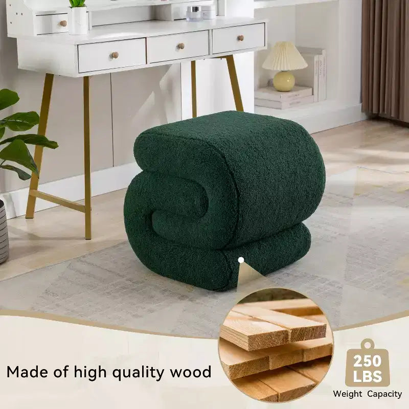 GDFStudio Mila 19.3 Teddy S-Shape Ottoman/Footstool