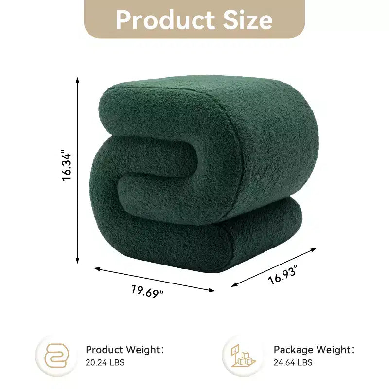 GDFStudio Mila 19.3 Teddy S-Shape Ottoman/Footstool