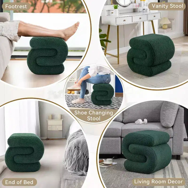 GDFStudio Mila 19.3 Teddy S-Shape Ottoman/Footstool