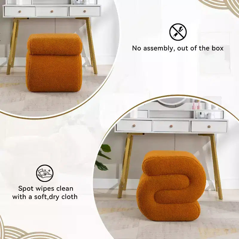 GDFStudio Mila 19.3 Teddy S-Shape Ottoman/Footstool