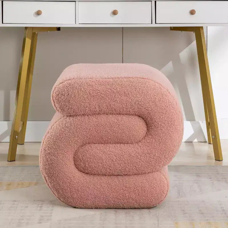 GDFStudio Mila 19.3 Teddy S-Shape Ottoman/Footstool