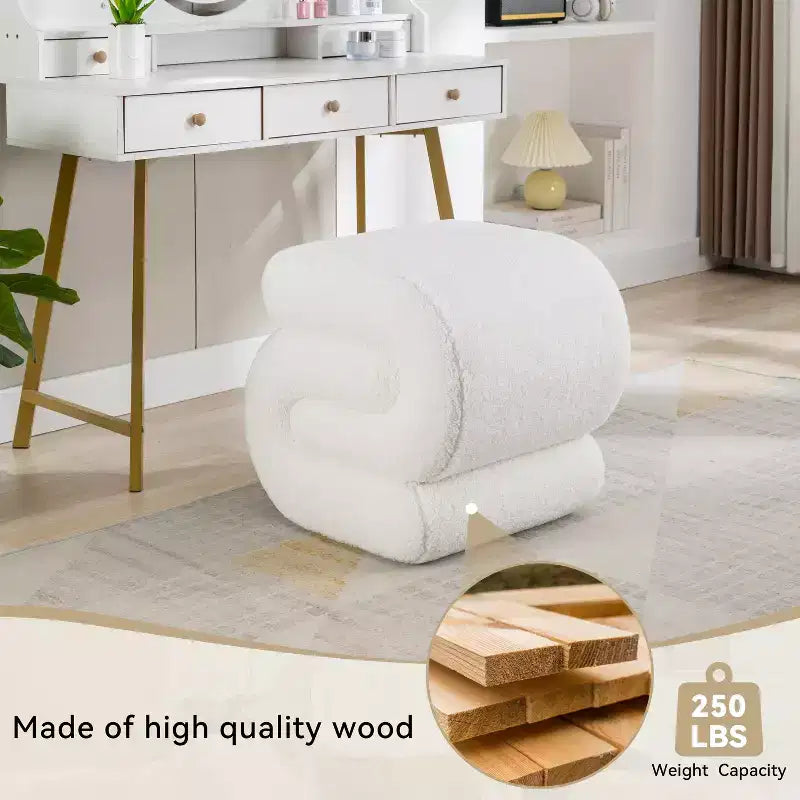 GDFStudio Mila 19.3 Teddy S-Shape Ottoman/Footstool