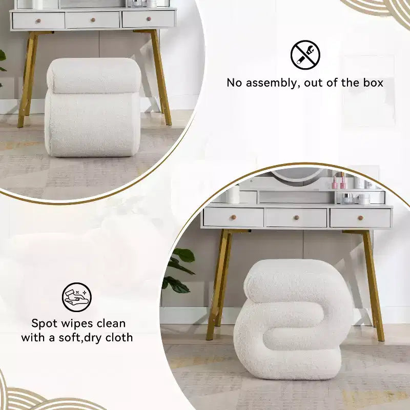 GDFStudio Mila 19.3 Teddy S-Shape Ottoman/Footstool