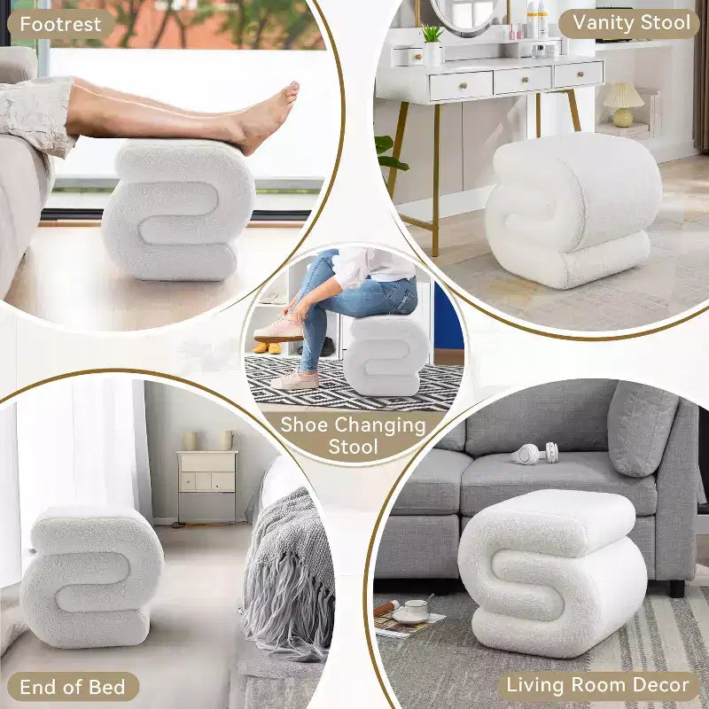 GDFStudio Mila 19.3 Teddy S-Shape Ottoman/Footstool