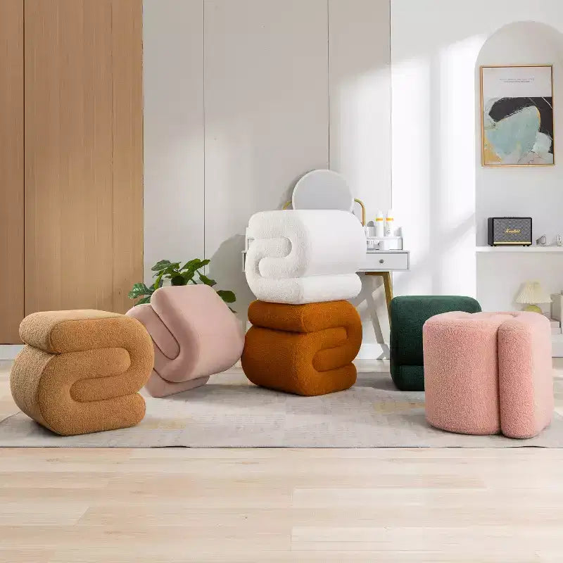 GDFStudio Mila 19.3 Teddy S-Shape Ottoman/Footstool