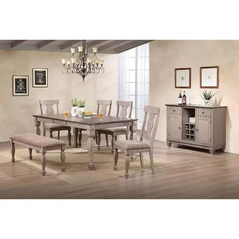 Kings Brand Almon 2 Tone Brown Wood Upholstered Dinette Dining Room Chairs, Set of 2