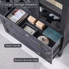 71 Tall Arched Pantry Cabinet with 2 Drawers & Adjustable Shelves & Glass Doors, Modern Farmhouse Kitchen Storage Cabinet