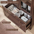 71 Tall Arched Pantry Cabinet with 2 Drawers & Adjustable Shelves & Glass Doors, Modern Farmhouse Kitchen Storage Cabinet
