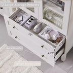 71 Tall Arched Pantry Cabinet with 2 Drawers & Adjustable Shelves & Glass Doors, Modern Farmhouse Kitchen Storage Cabinet