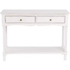 LuxenHome White Wood Console Table with 2 Drawers and Shelf, Entryway Storage Furniture