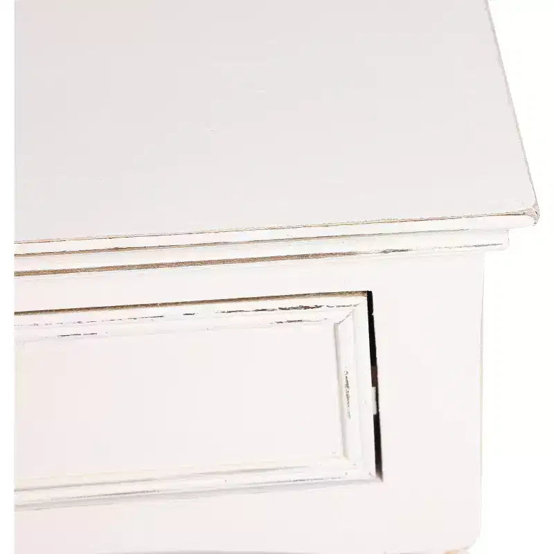 LuxenHome White Wood Console Table with 2 Drawers and Shelf, Entryway Storage Furniture
