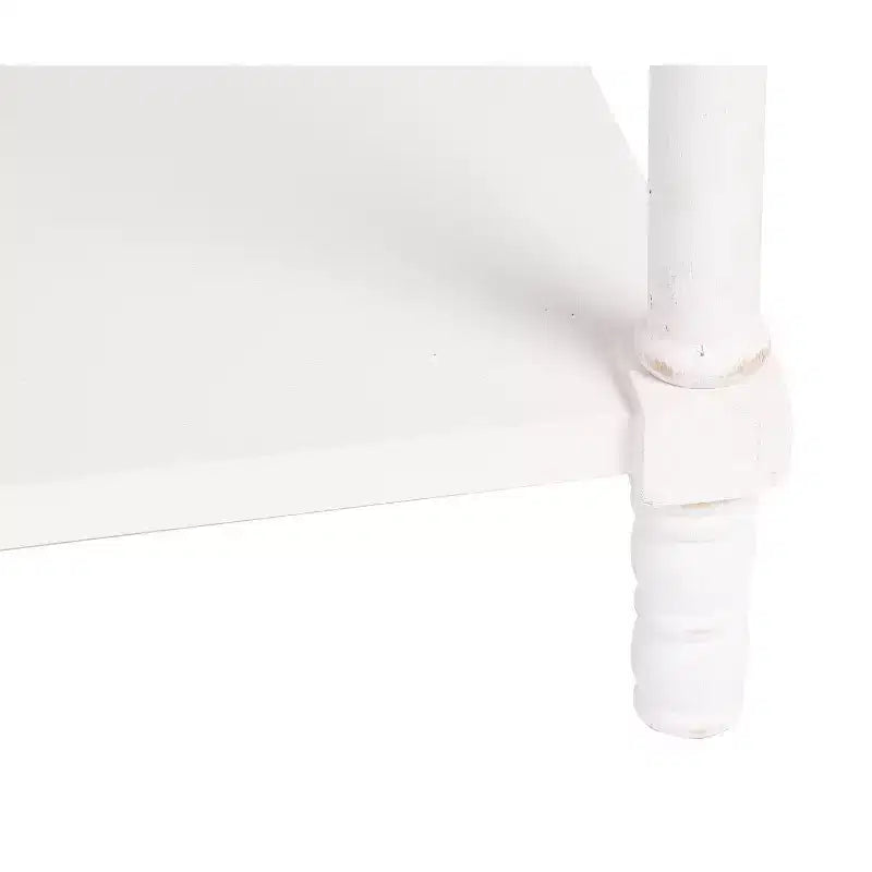 LuxenHome White Wood Console Table with 2 Drawers and Shelf, Entryway Storage Furniture