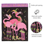 Magnolia Garden Laissez Les Bon Temps Rouler Mardi Gras Flamingos 13 x 18 Inch Polyester Garden Flag