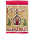 Grandma's House Holiday Red and Tan 13 X 19 Burlap Outdoor Hanging Garden Flag