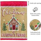 Grandma's House Holiday Red and Tan 13 X 19 Burlap Outdoor Hanging Garden Flag
