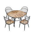 Christopher Knight Home Aura 5 Piece Modern Dining Set with Metal Base, Lignt Brown/Black