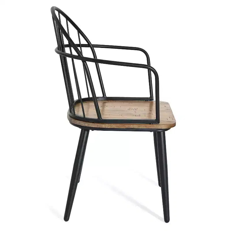 Christopher Knight Home Aura 5 Piece Modern Dining Set with Metal Base, Lignt Brown/Black