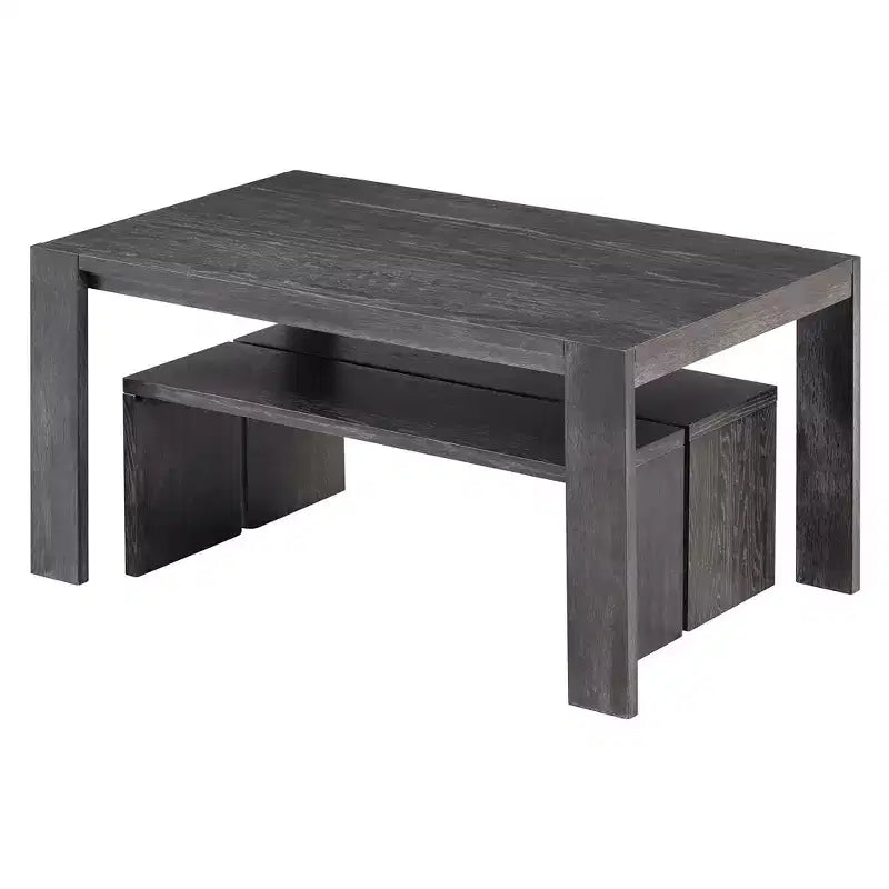3-Piece Farmhouse Style Dining Set, Dining Table and 2 Benches for Dining Room, Kitchen and Living Room - ModernLuxe