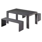 3-Piece Farmhouse Style Dining Set, Dining Table and 2 Benches for Dining Room, Kitchen and Living Room - ModernLuxe