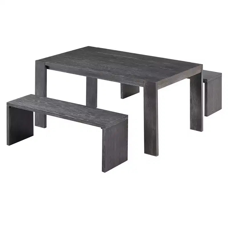 3-Piece Farmhouse Style Dining Set, Dining Table and 2 Benches for Dining Room, Kitchen and Living Room - ModernLuxe