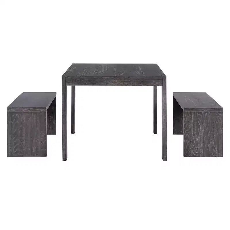 3-Piece Farmhouse Style Dining Set, Dining Table and 2 Benches for Dining Room, Kitchen and Living Room - ModernLuxe