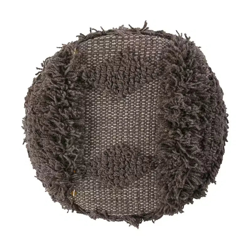 GDFStudio Edene Boho Handmade Fabric 16*16 Stool with Metal Accents, Dark Brown