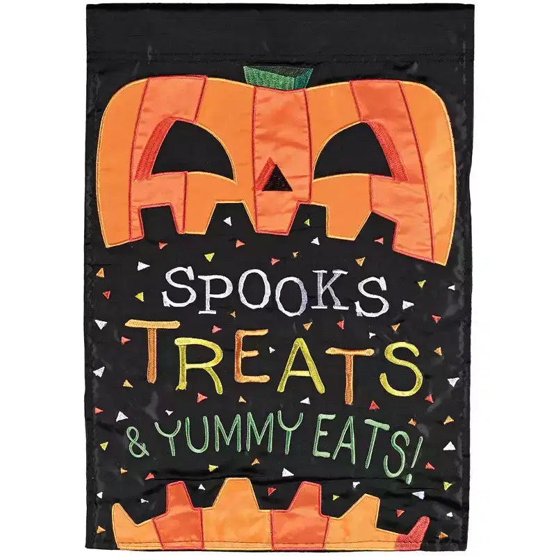 Dicksons Magnolia Garden Outdoor Flag Decoration For Garden, Yard, Or Walkway Standard 13 x 18, Weather Resistant Polyester, Spooky Treats and Yummy