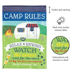 Magnolia Garden Camp Rules Camper Campfire 29 x 42 Inch Polyester Garden Flag