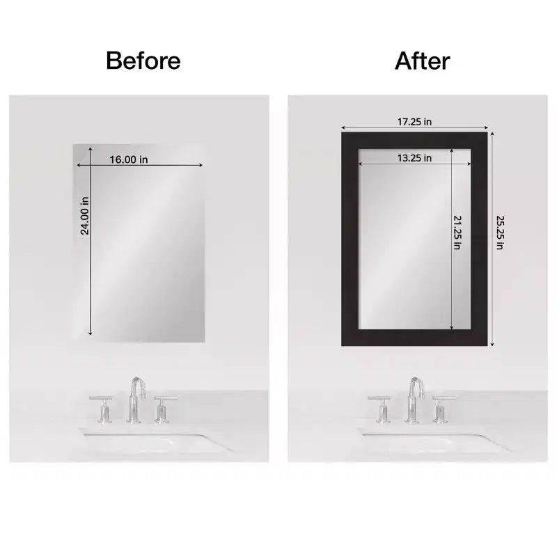 Amanti Art Mirror Makeover Bathroom Mirror Frame Border Kit - Fully Assembled Peel and Stick Frame - Mirror NOT Included - Furniture Espresso Trim