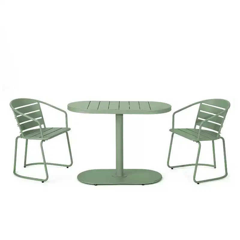 Christopher Knight Home Porto Outdoor Modern 3 Piece Iron Oval Table Bistro Set
