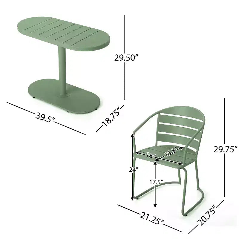 Christopher Knight Home Porto Outdoor Modern 3 Piece Iron Oval Table Bistro Set