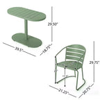 Christopher Knight Home Porto Outdoor Modern 3 Piece Iron Oval Table Bistro Set