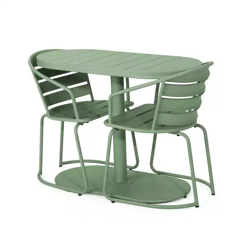 Christopher Knight Home Porto Outdoor Modern 3 Piece Iron Oval Table Bistro Set