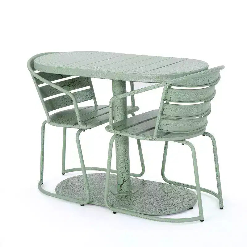 Christopher Knight Home Porto Outdoor Modern 3 Piece Iron Oval Table Bistro Set