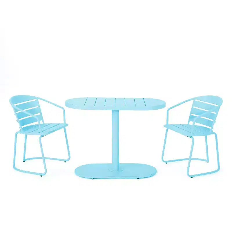 Christopher Knight Home Porto Outdoor Modern 3 Piece Iron Oval Table Bistro Set