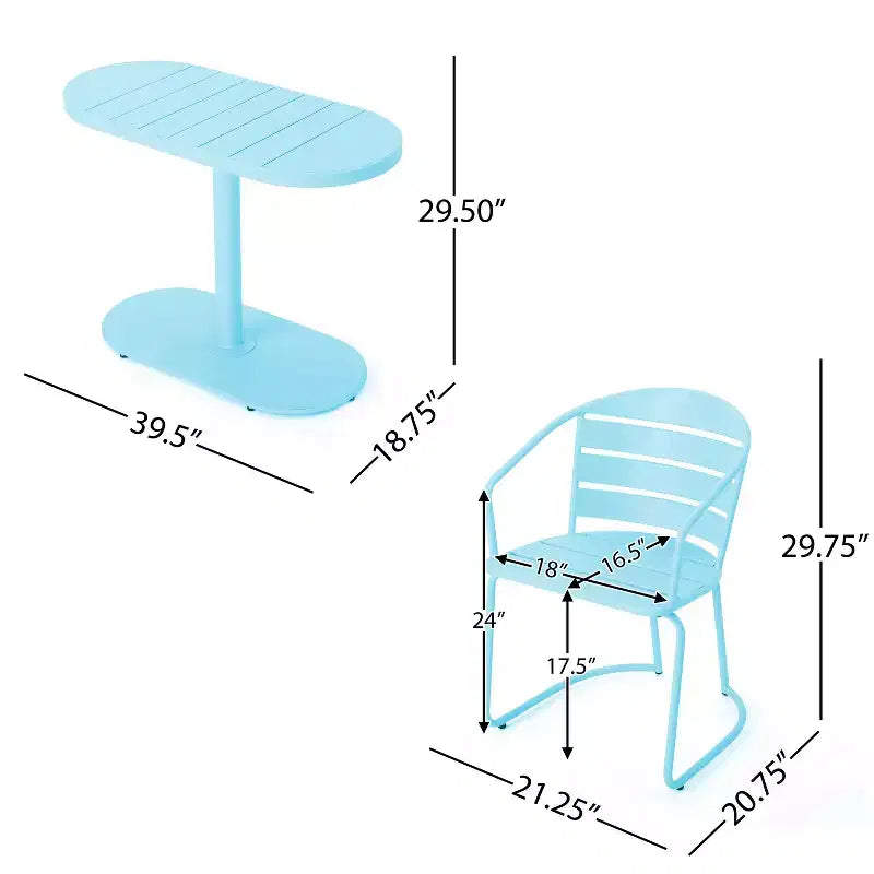 Christopher Knight Home Porto Outdoor Modern 3 Piece Iron Oval Table Bistro Set