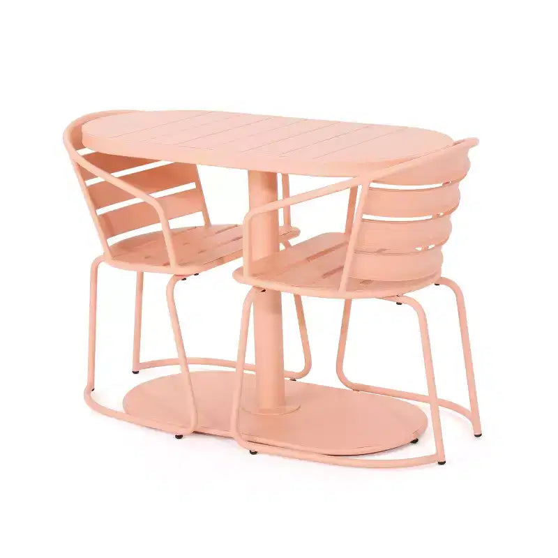 Christopher Knight Home Porto Outdoor Modern 3 Piece Iron Oval Table Bistro Set