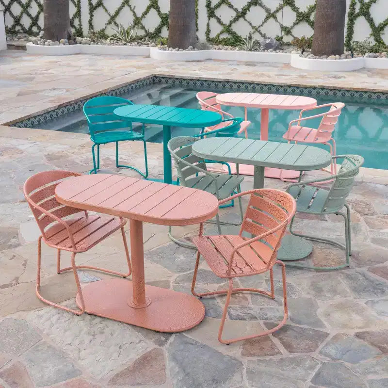 Christopher Knight Home Porto Outdoor Modern 3 Piece Iron Oval Table Bistro Set