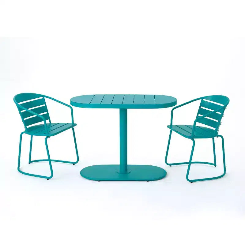 Christopher Knight Home Porto Outdoor Modern 3 Piece Iron Oval Table Bistro Set
